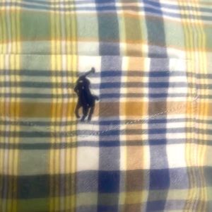 Ralph Lauren mens polo size Large Gregor 100 💯 percent cotton plaid